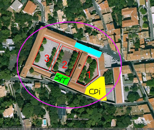 Localisation du batiment SVT au lycée paul Valéry de Sète
