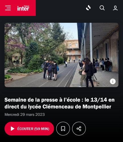 France Inter : Le 13/14 au lycée Clémenceau de Montpellier