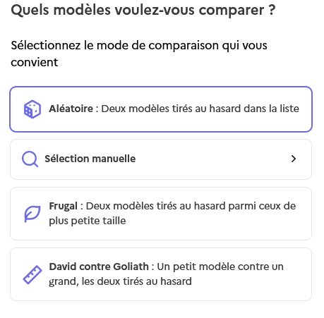 Compar:IA sélection de modèles