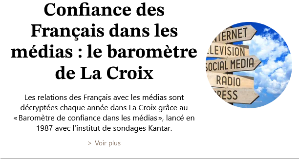 Baromètre La Croix novembre 2023 de la confiance des Français dans les médias.