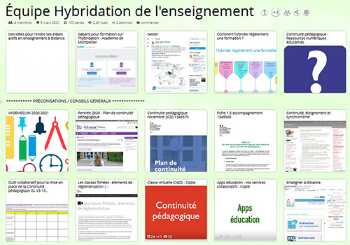 Capture d’écran de la page d’accueil du PearlTrees Hybridation de l’enseignement
