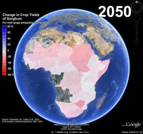 globe virtuel affichant l'impact des changement climatiques