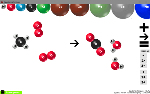 Capture d'écran du logiciel Atomes et molécules