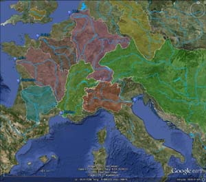 Carte des principaux bassins versants en France