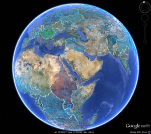 Globe virtuel avec les bassins versants