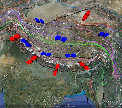 carte de sismotectonique dans l'Himalaya