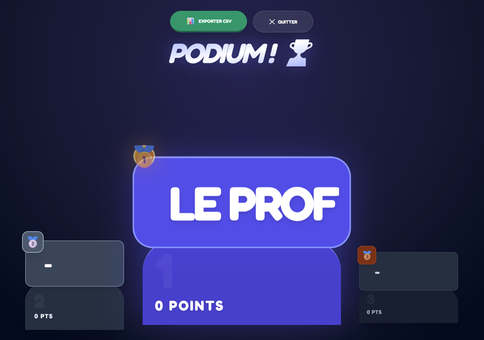 Capture de l'écran de fin du jeu