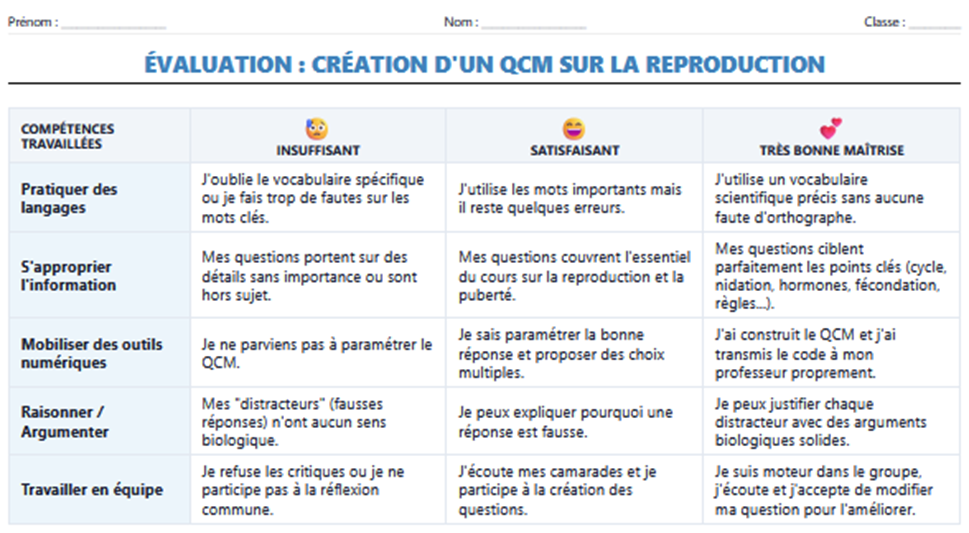 grille de compétences