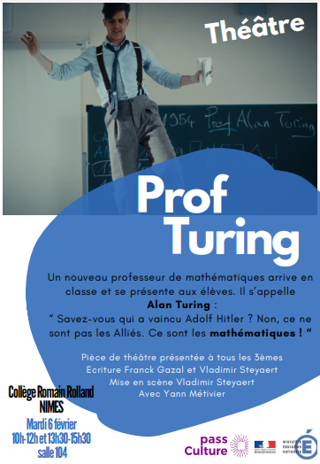Affiche de la pièce "Prof Turing"