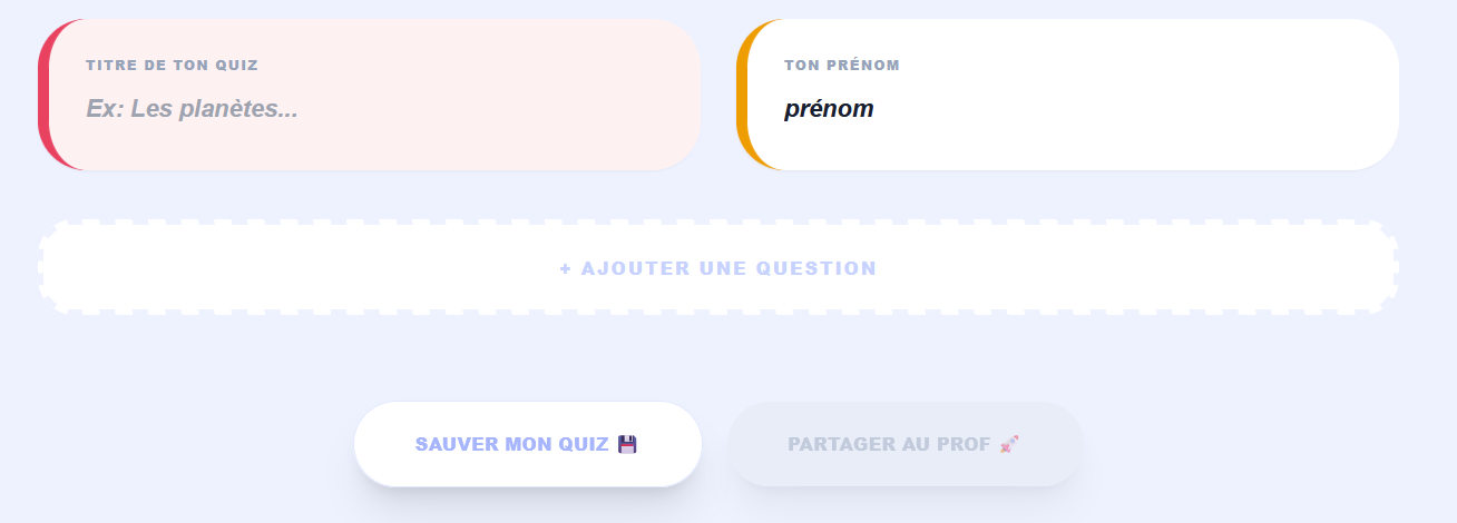 Capture écran création de quiz manuelle