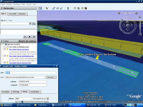Intégration du modèle 3D dans Google earth