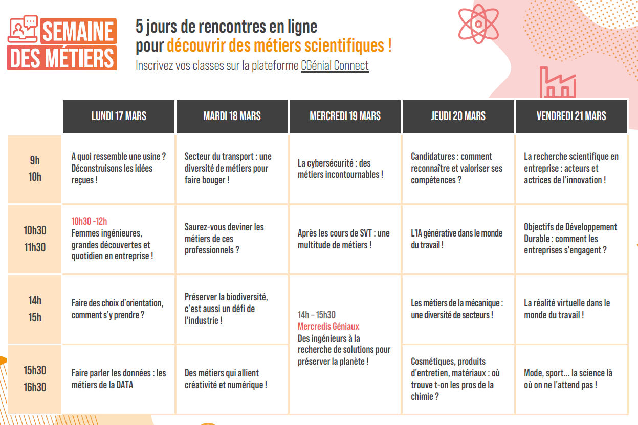 Le programme de la semaine