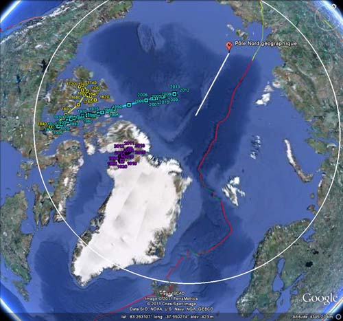 carte de localisation des pôles magnétiques