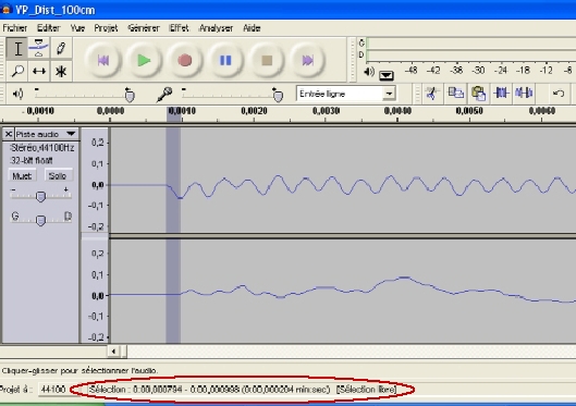 Enregistrement obtenu (logiciel Audacity 1.2.6)