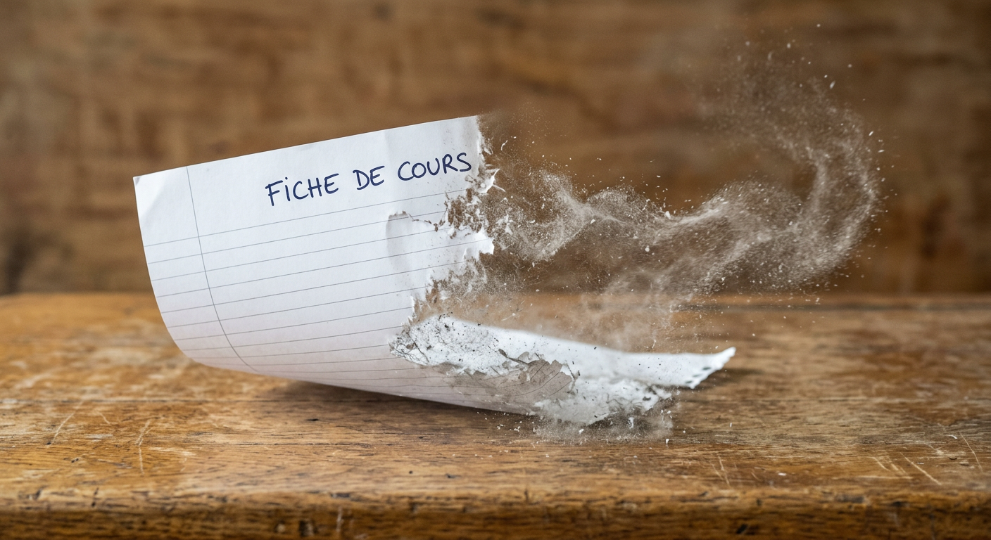 Une image d'illusatration d'une fichde cours qui part en poussière
