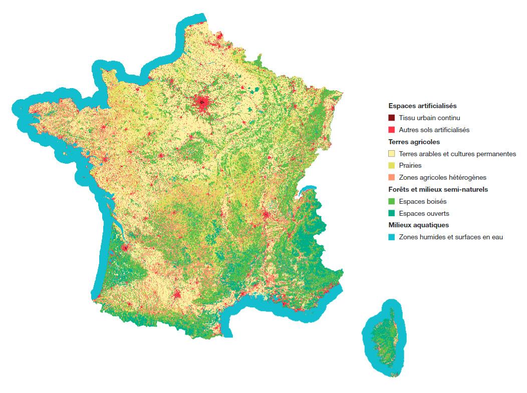 l'occupation des sols en France en 2012