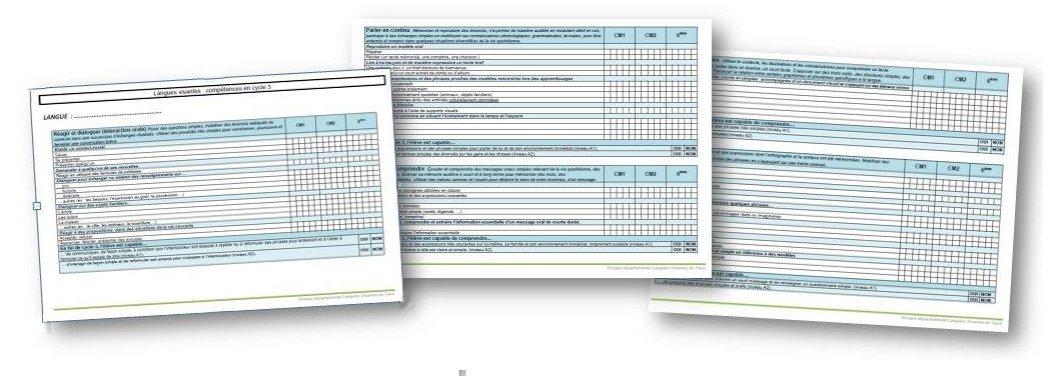 Grilles de suivi des cométences en langue vivante étrangère pour le cycle 3