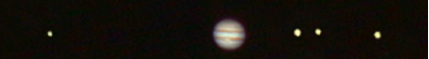 Jupiter et ses quatre satellites Galiléens