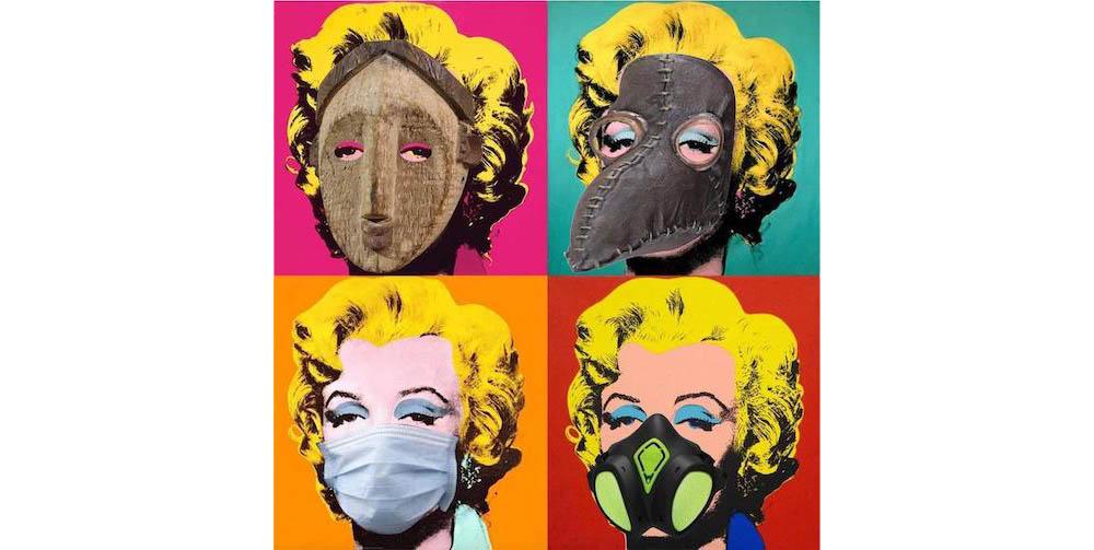 Marilyn masquée : parodie de l'oeuvre d'Andy Warhol