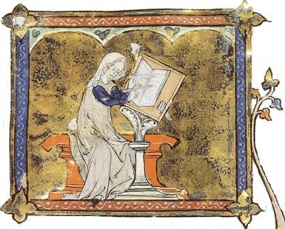 Miniature enluminée représentant Marie de France