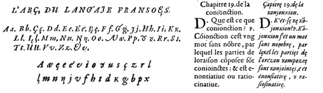 Du texte écrit dans diverses orthographes du XVIe siècle
