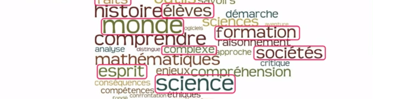 Nuages de mots qui ressortent le plus dans le préambule du programme de l’enseignement scientifique