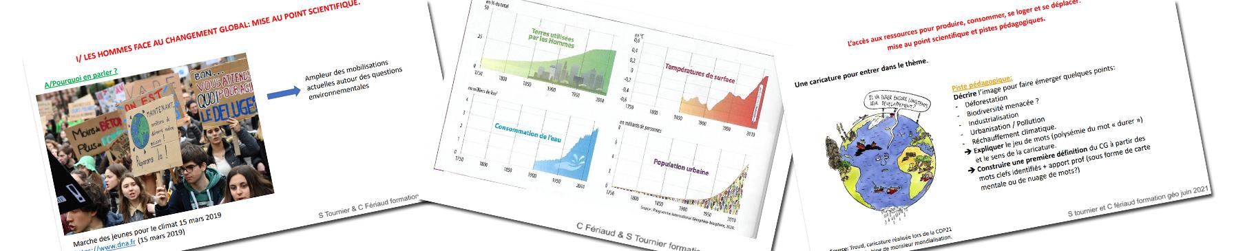 Trois diapositives issues des documents de la formation représentant des documents d’études