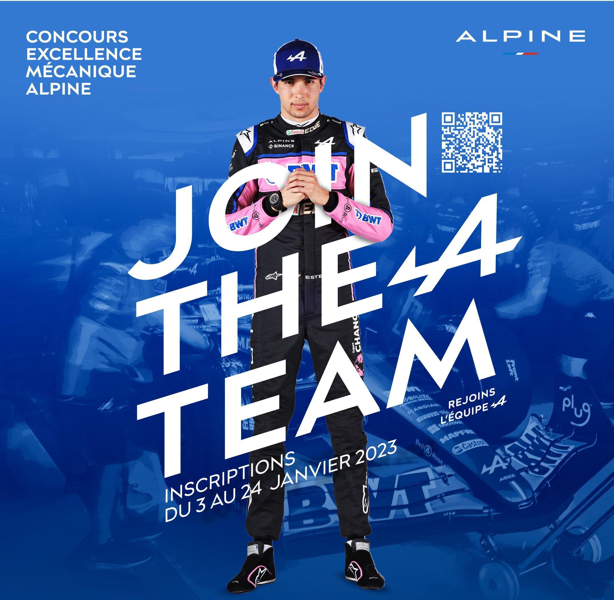 Affiche de promotion concours mécanique Alpine 2023