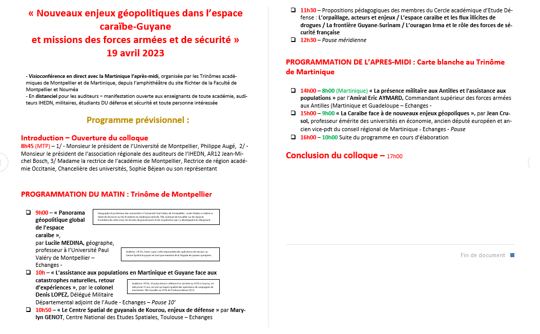 Programme du colloque