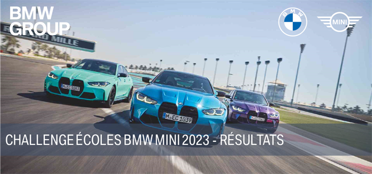 Affiche des résultats challenge écoles BMW MINI 2023