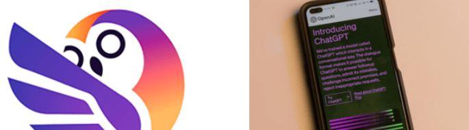 Logo ÉLÉA et smartphone avec ChatGPT dessus