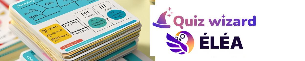 Des flashcards et les logos QuizWizard et ÉLÉA