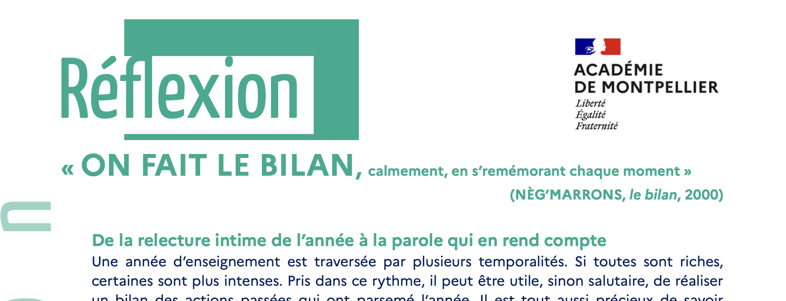 Le bilan en arts palstiques 