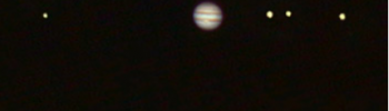 Jupiter et ses quatre satellites Galiléens