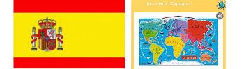 Drapeau espagnol et map monde