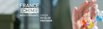 Logo France Chimie Méditerranée et une molécule